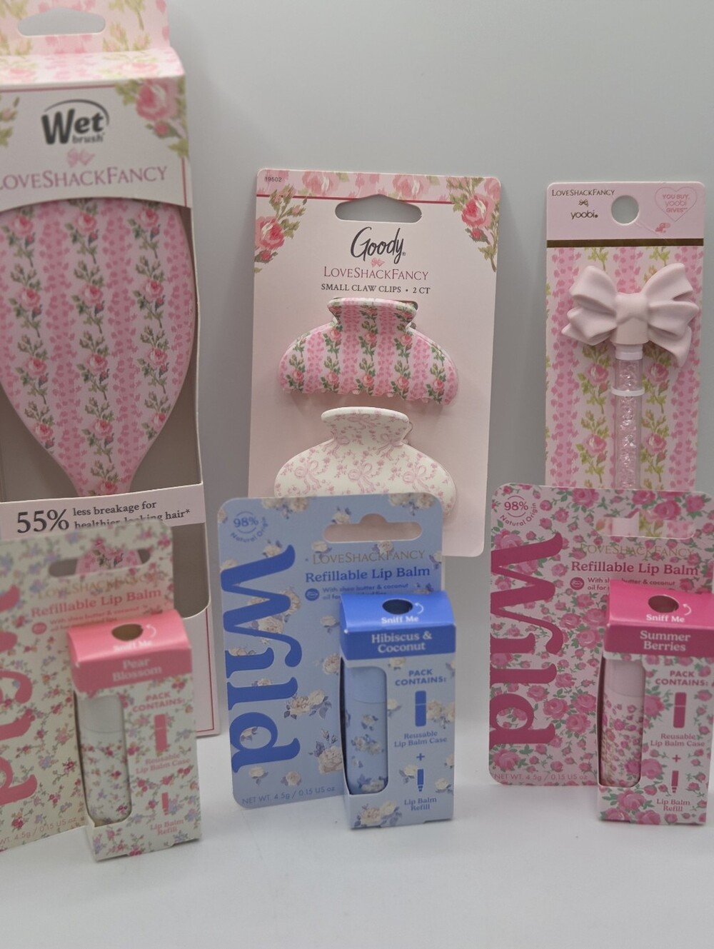LoveShackFancy Hair Clips & Lip Balms Bundle New!♡♡
